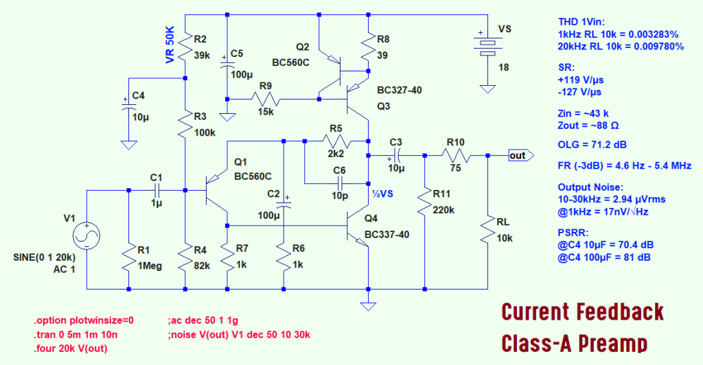 Current Feedback Class-A Preamp